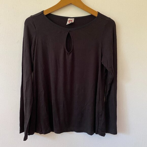 JW San Francisco Long Sleeve Top Medium Black Keyhole Neck Modal Blend Women's M - Picture 1 of 5